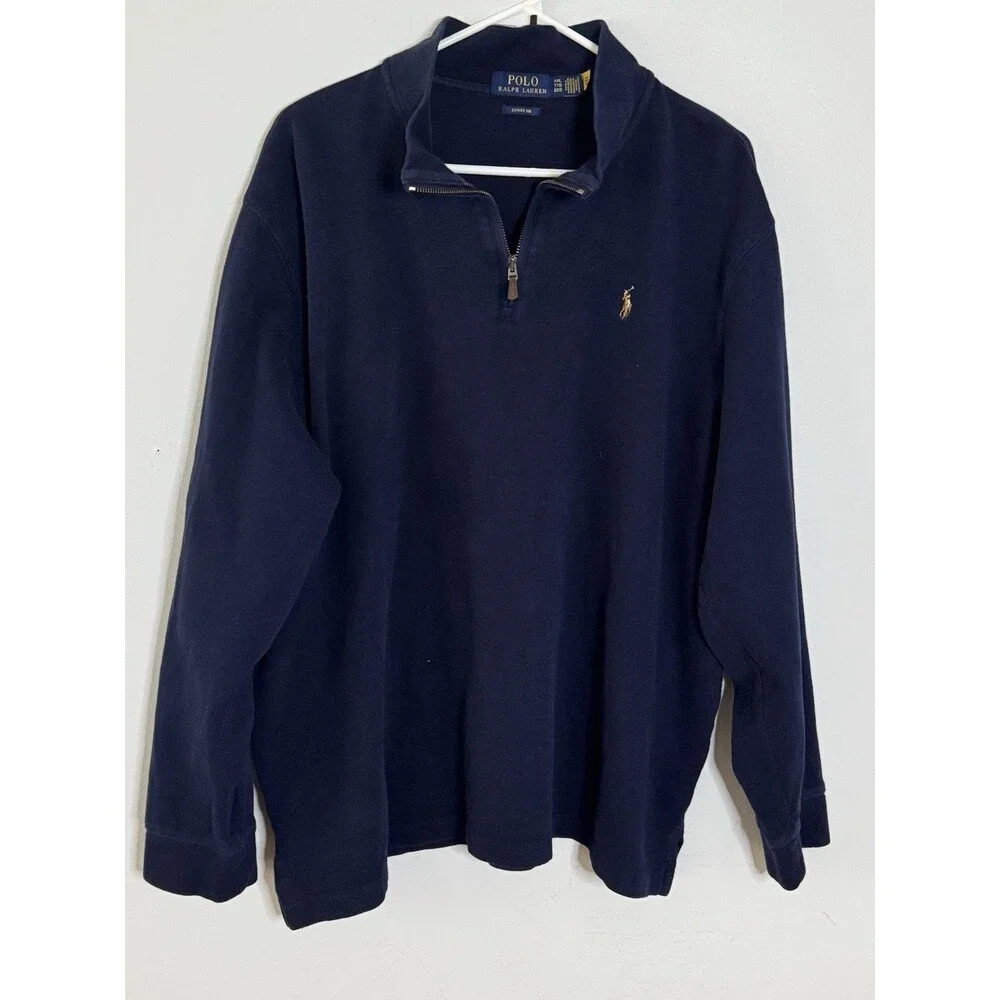 Polo Ralph Lauren‎ Men's Navy Blue Estate-Rib Quarter Zip Pullover XXL